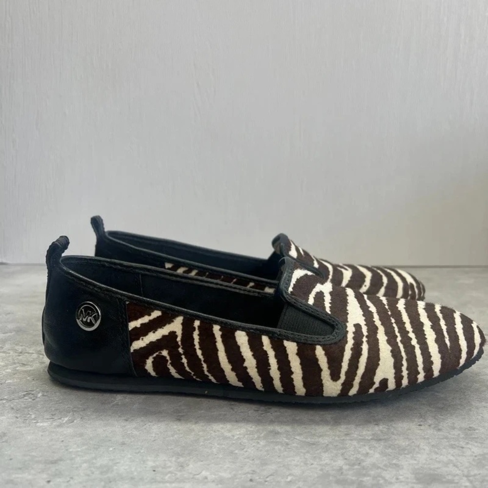 Michael Kors Men’s Zebra-Print Slip-On Loafers - Brown & White - Picture 4 of 5